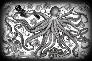 octopus with a bottle tattoo idea