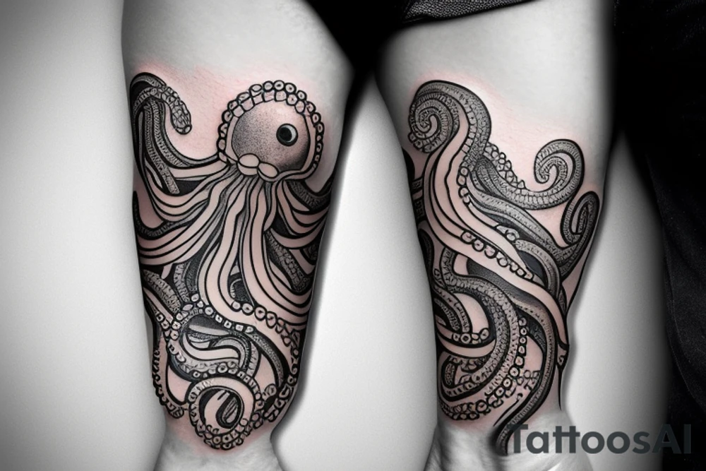 octopus with a bottle tattoo idea