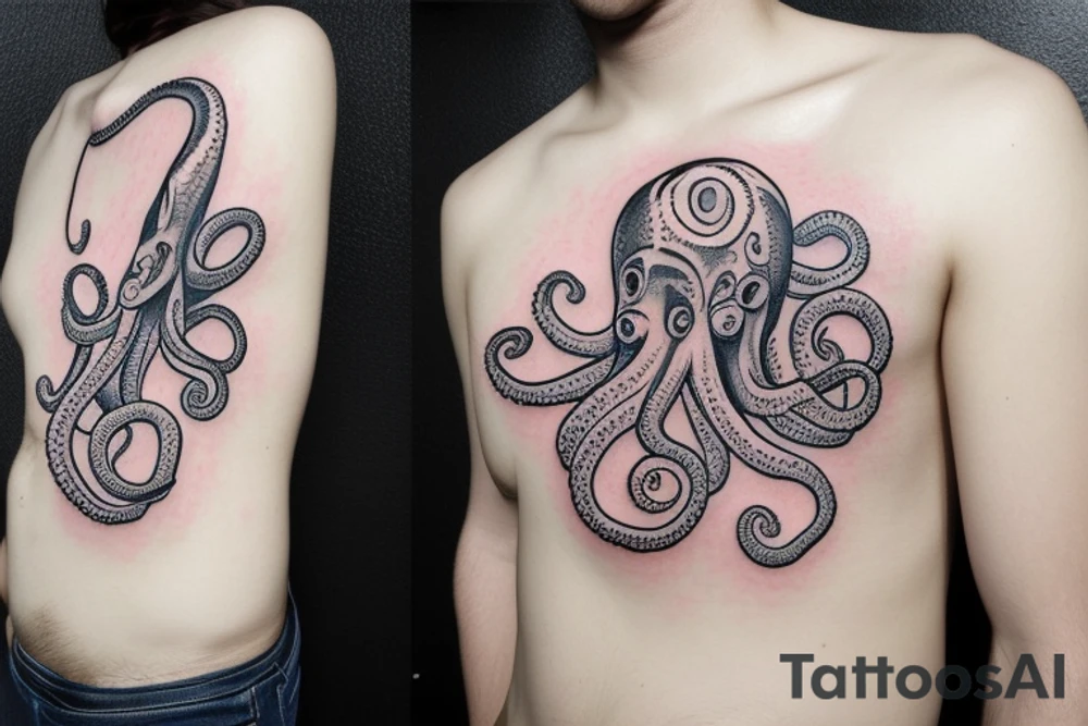 octopus hugs a bottle tattoo idea