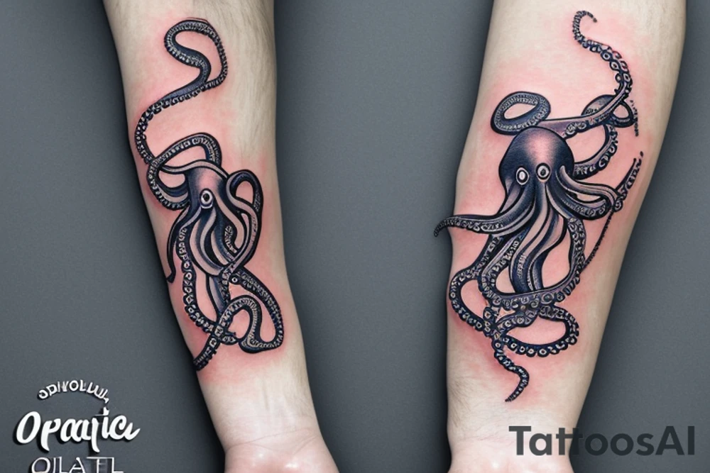 octopus hugs a bottle tattoo idea