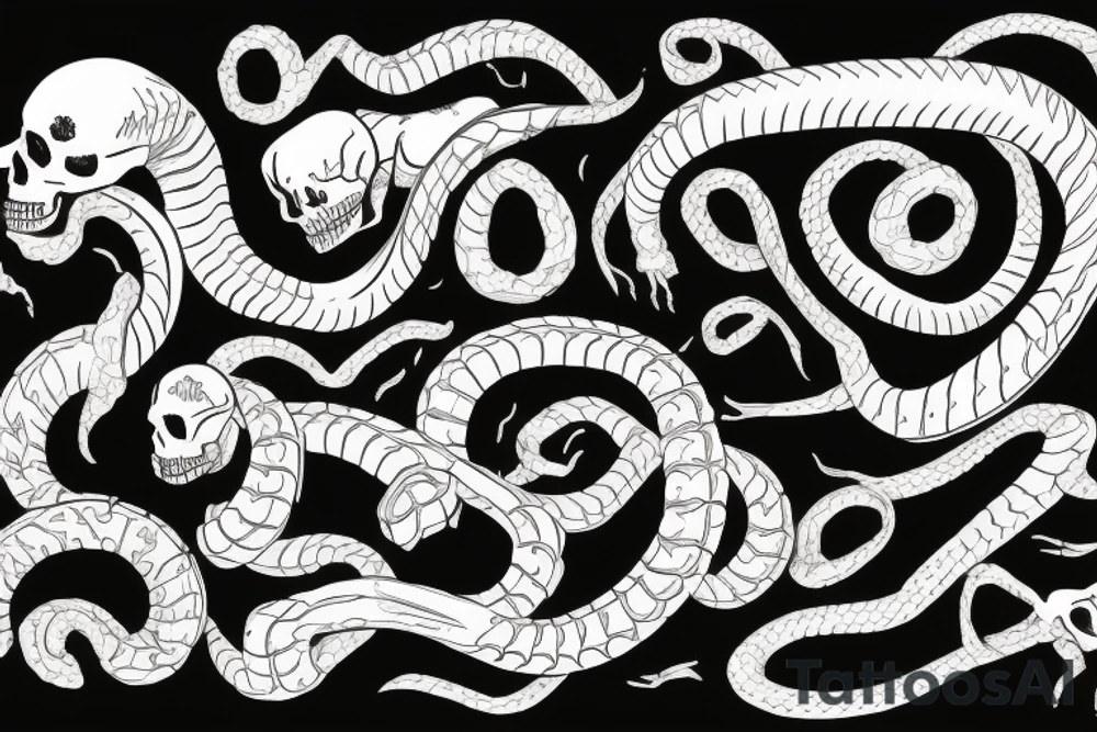 skeleton snake tattoo idea