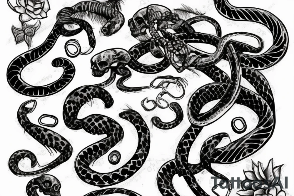 skeleton snake tattoo idea