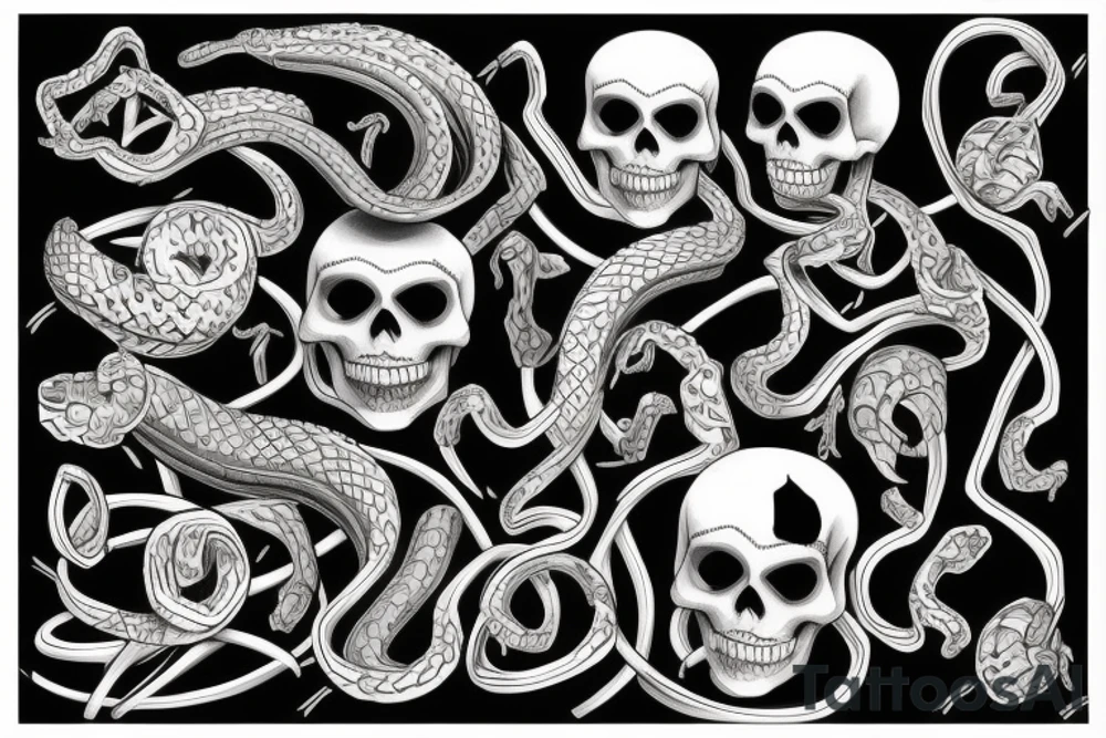 skeleton snake tattoo idea