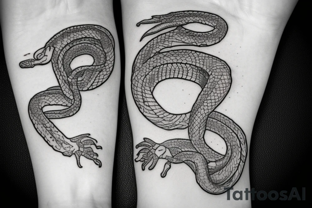 skeleton snake tattoo idea