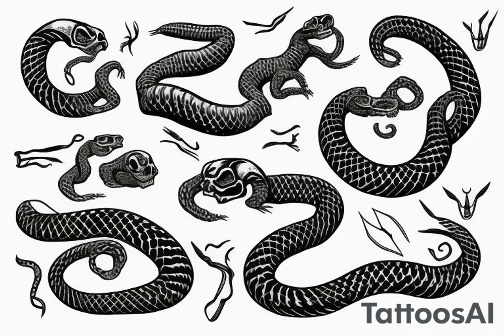 skeleton snake tattoo idea