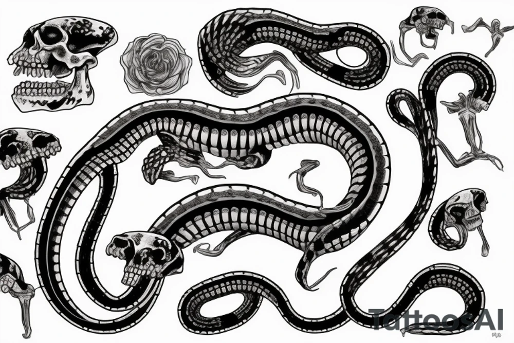 skeleton snake bones tattoo idea