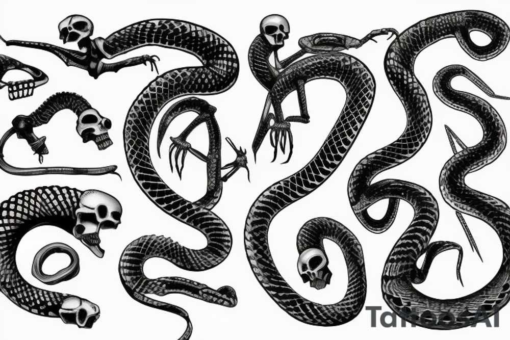 skeleton snake bones tattoo idea