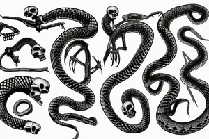 skeleton snake bones tattoo idea