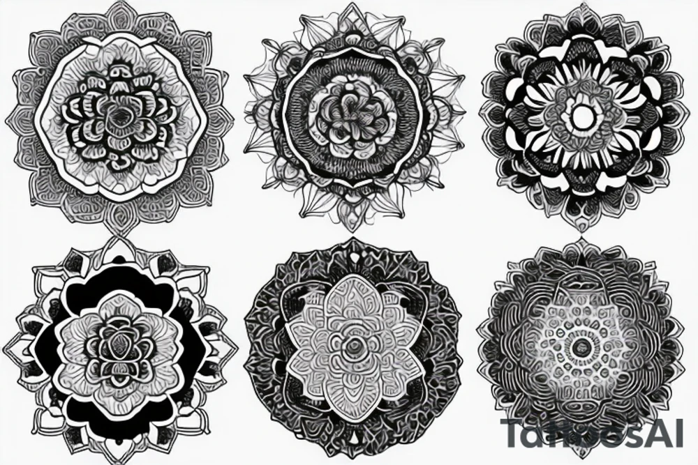 mandala, roses and peony tattoo idea