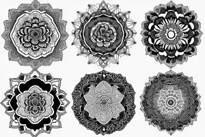 mandala, roses and peony tattoo idea