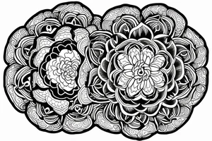 mandala, roses and peony tattoo idea