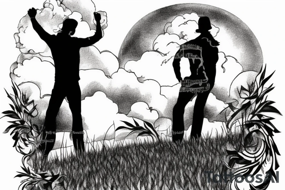 Man in field looking at starts tattoo idea