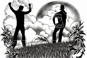 Man in field looking at starts tattoo idea