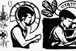 Man in field looking at starts tattoo idea
