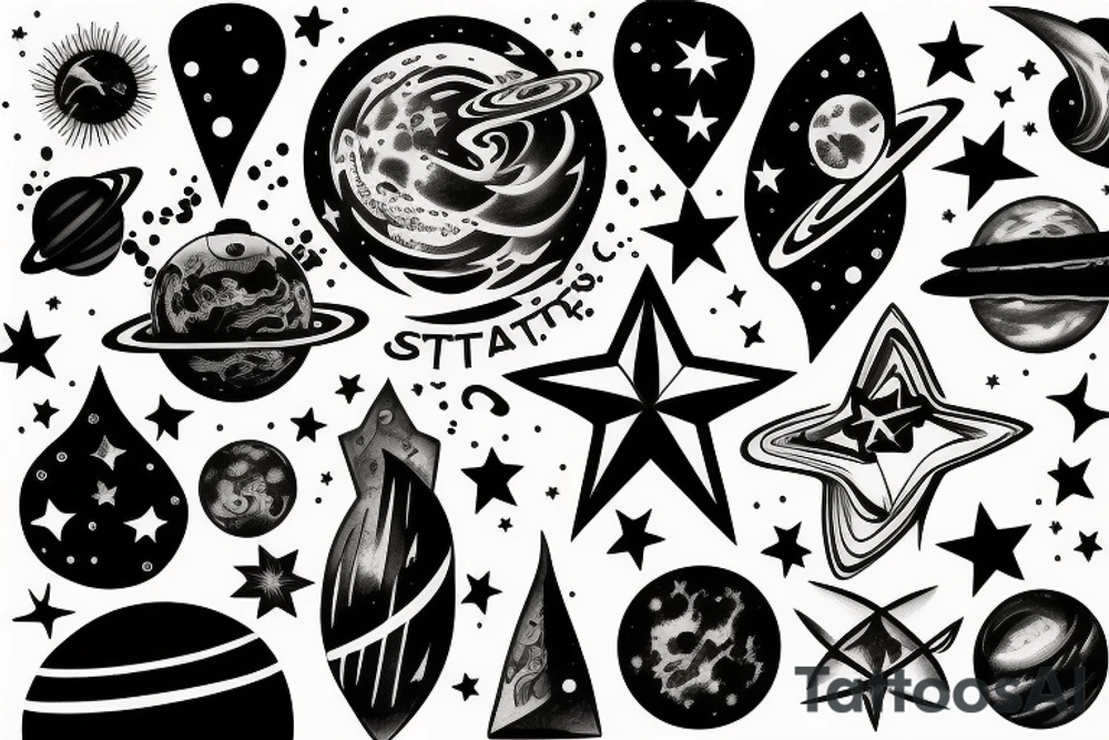 Stars and planets tattoo idea