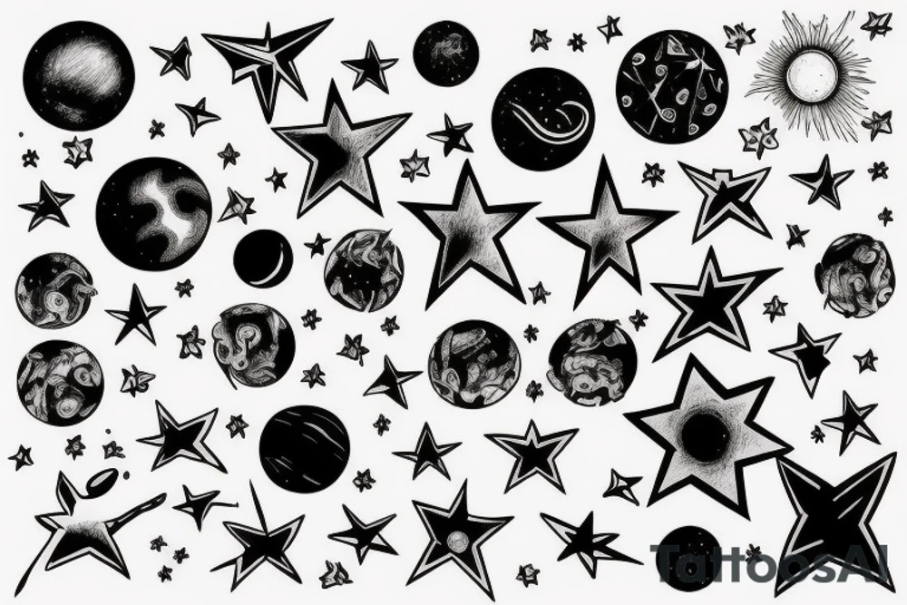 Stars and planets tattoo idea