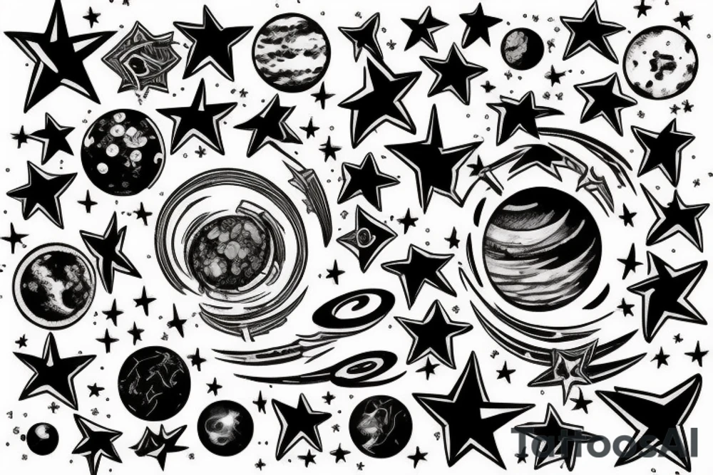 Stars and planets tattoo idea