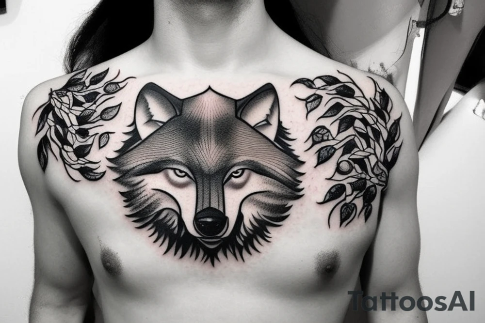 Wolf in a forest tattoo idea