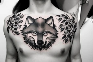 Wolf in a forest tattoo idea