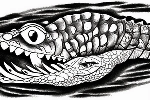 alligator lying beside a stream. tattoo idea