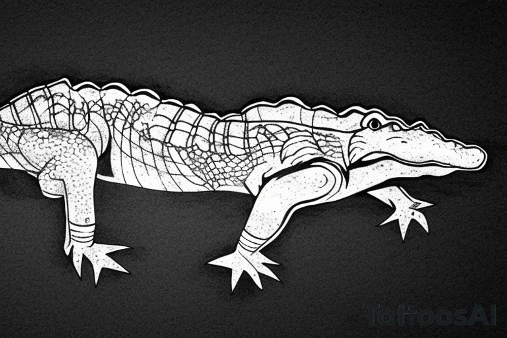 alligator lying beside a stream. tattoo idea