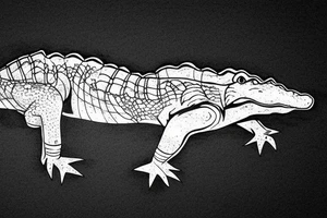 alligator lying beside a stream. tattoo idea