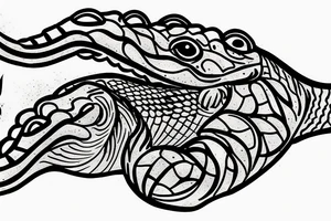 alligator lying beside a stream. tattoo idea