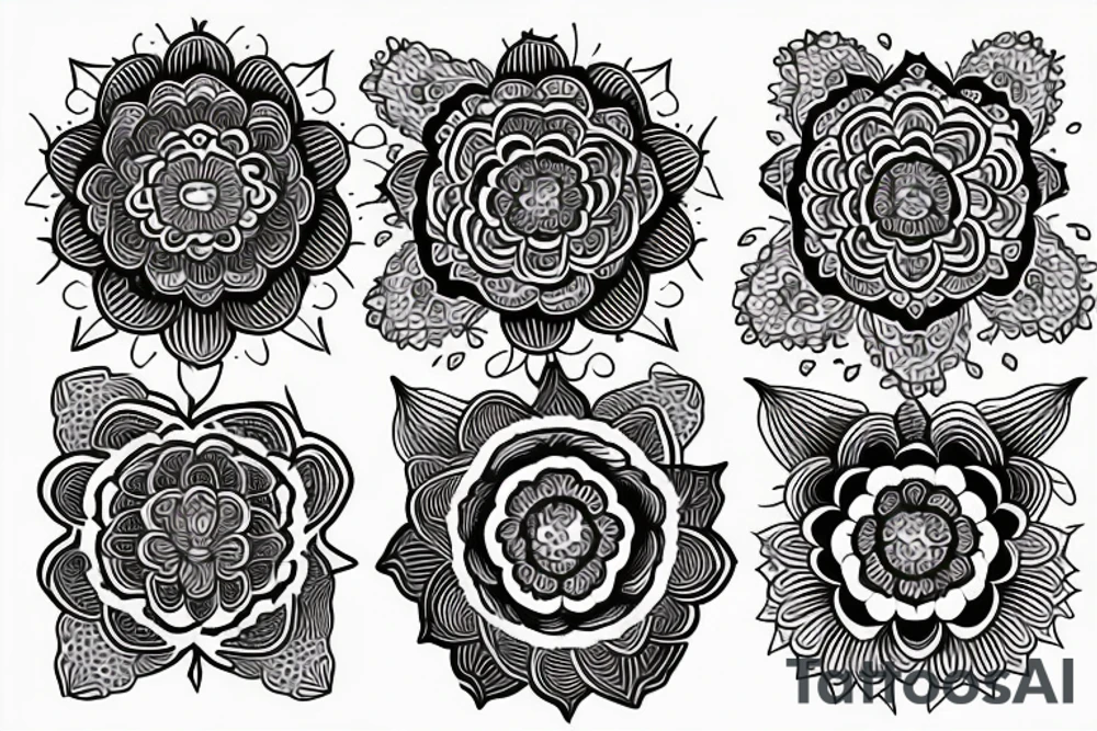 carnation Flower, japanese cloud, mandala, tattoo idea