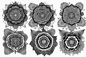 carnation Flower, japanese cloud, mandala, tattoo idea