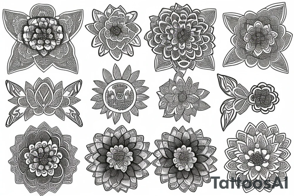 mandala + carnation flower tattoo idea