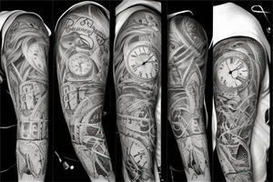 lion with a broken clock tattoo idea