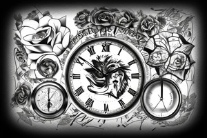 lion with a broken clock tattoo idea