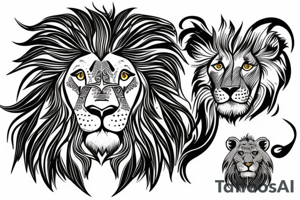 lion and lion cub tattoo idea