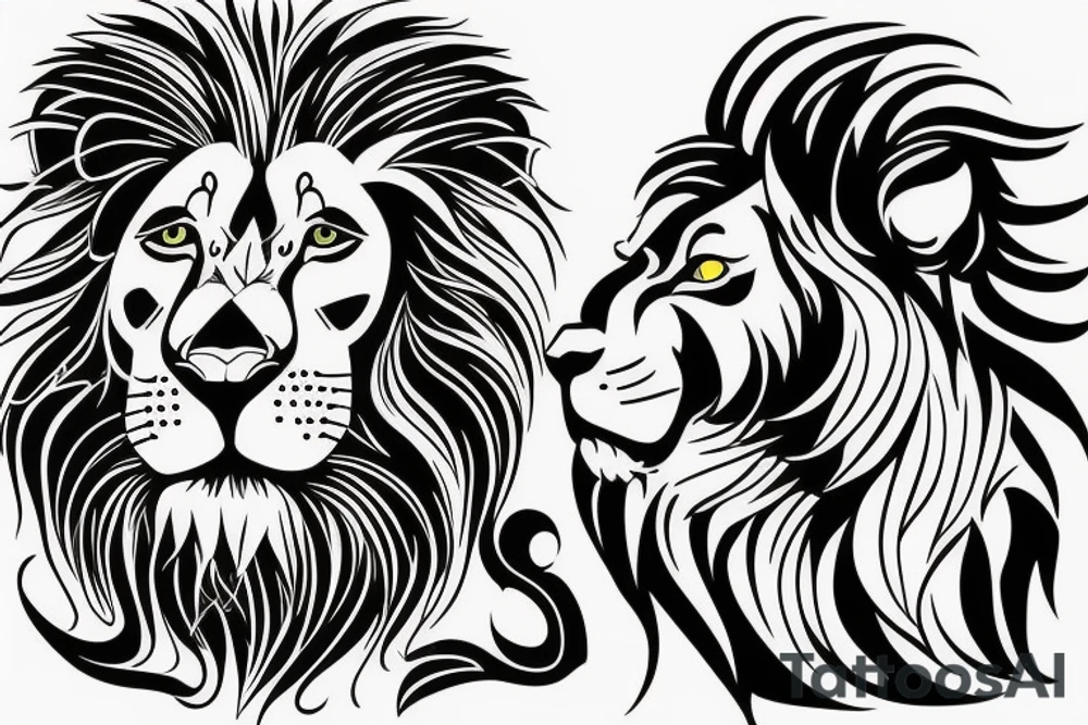 lion and lion cub tattoo idea