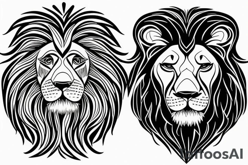 lion and lion cub tattoo idea