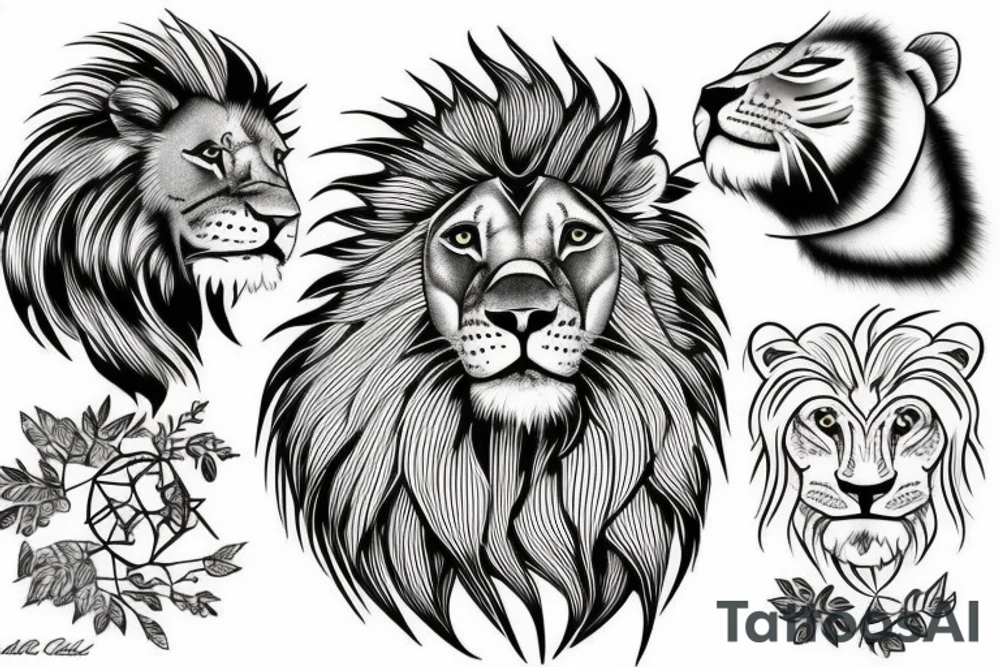 lion and lion cub tattoo idea
