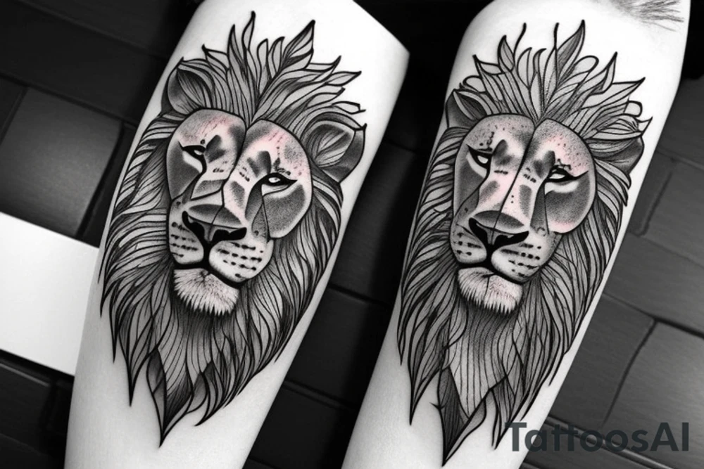 lion and lion cub tattoo idea