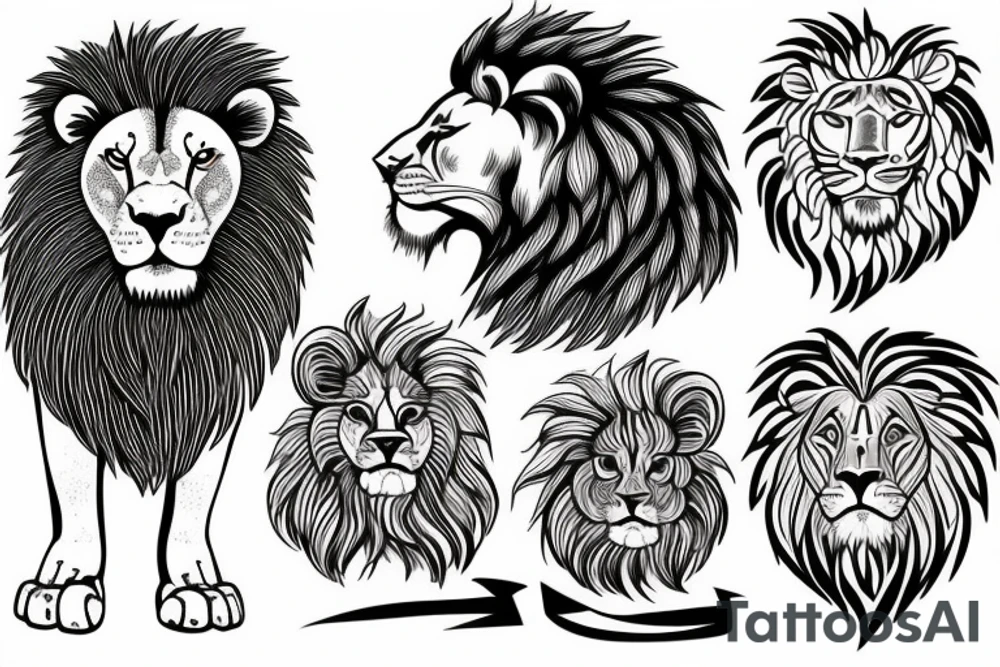 lion and lion cub tattoo idea
