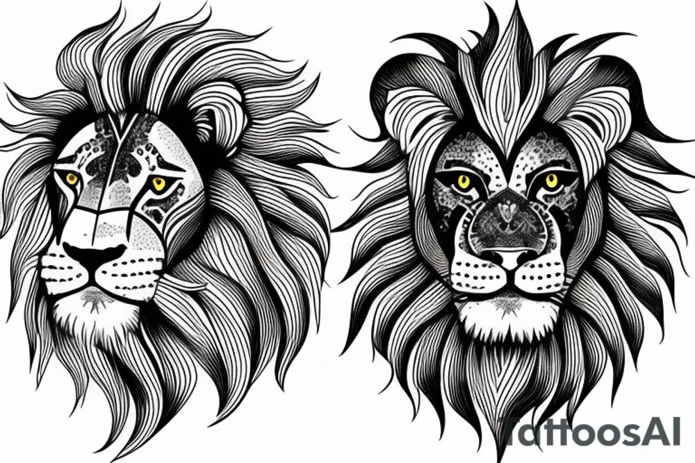 lion and lion cub tattoo idea