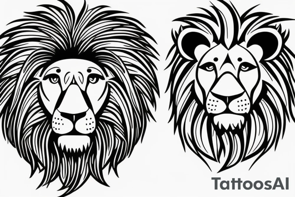 lion and lion cub tattoo idea