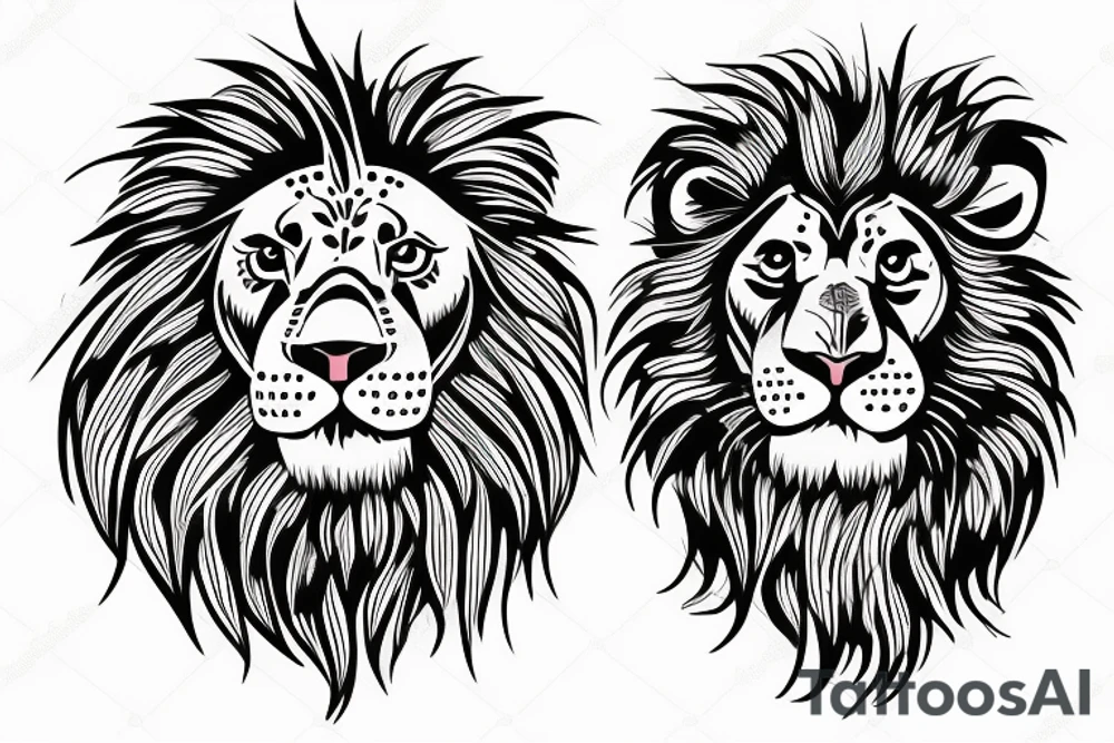 lion and lion cub tattoo idea