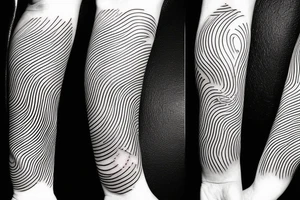 Abstract minimalistic forms shaped like ocean/waves and music oscillations tattoo idea