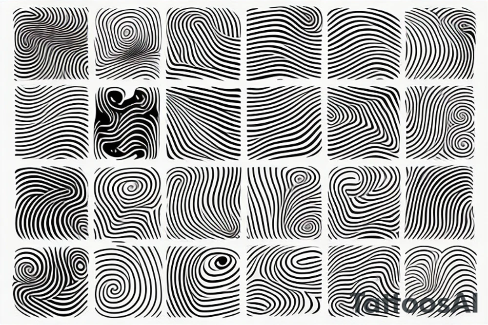 Abstract minimalistic forms shaped like ocean/waves and music oscillations tattoo idea