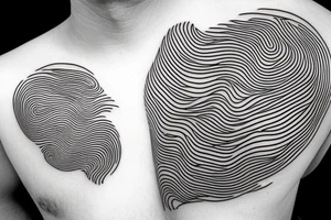 Abstract minimalistic forms shaped like ocean/waves and music oscillations tattoo idea