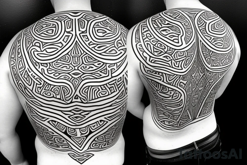 Manta-Ray filled in with traditional Cook-island Maori patterns. Designed to be placed on the upper back starting from the neck tattoo idea