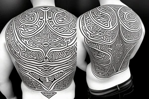 Manta-Ray filled in with traditional Cook-island Maori patterns. Designed to be placed on the upper back starting from the neck tattoo idea