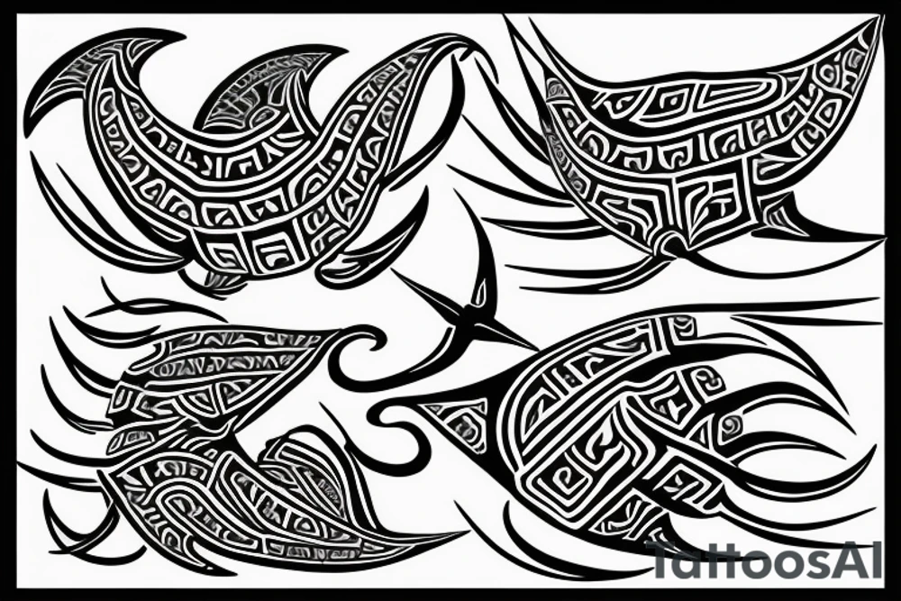 Manta-Ray filled in with traditional Cook-island Maori patterns. Designed to be placed on the upper back starting from the neck tattoo idea