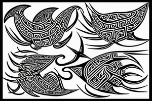 Manta-Ray filled in with traditional Cook-island Maori patterns. Designed to be placed on the upper back starting from the neck tattoo idea