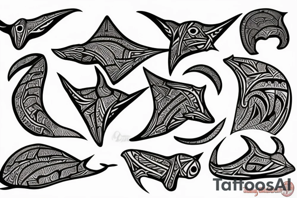 Manta-Ray filled in with traditional Cook-island Maori patterns tattoo idea