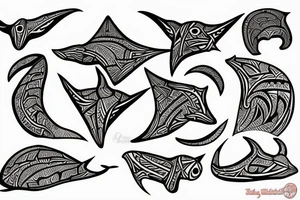Manta-Ray filled in with traditional Cook-island Maori patterns tattoo idea